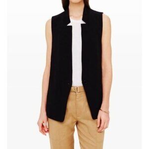 Club Monaco Zoela Vest Womens Small Black Silk Pleated Sheer Back Minimalist